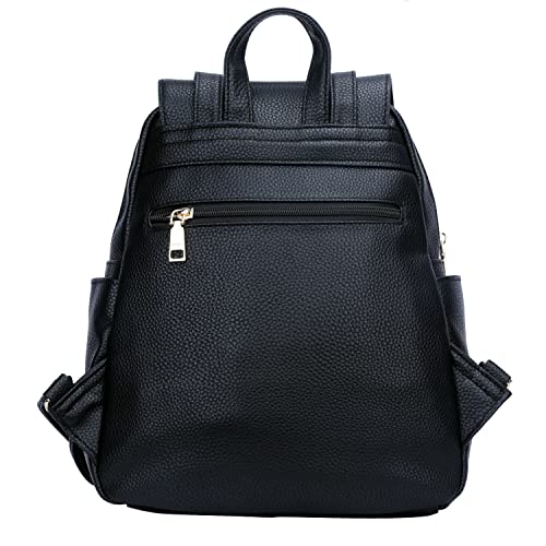 KKXIU Quilted Trendy Leather Backpack Purse for Women and Ladies Shoulder Travel Daypacks Bags (Black) - Image 4