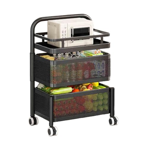 Genérico Cesta Giratoria De Almacenamiento Cuadrada De Múltiples Capas, Estante Giratorio For Verduras, Organizador De Almacenamiento For Baño/Cocina, For Frutas, Maíz(Black,3 Tiers)