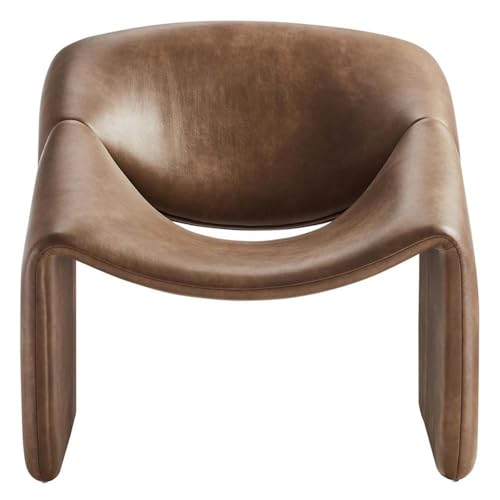 Sillón con tapizado vegano y estructura metálica marrón miniatura 4