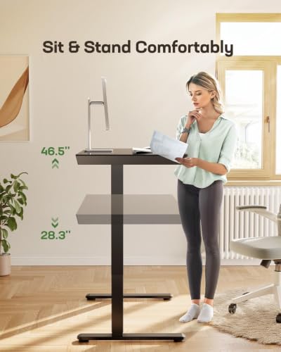 Image of Marsail Glass Standing Desk, 55 x 28 Inch Electric Standing Desk