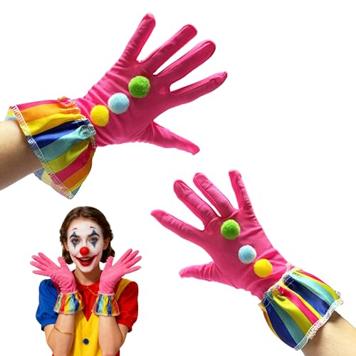 XCSJ Clown Handschuhe Bunte Clown Cosplay Handschuhe Clown Kostüm Accessoire fur Karneval Halloween Party Cosplay Zirkus Männer und Frauen (Rosa 7.87 * 3.94in/20 * 10cm)