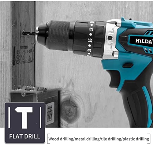 DZSM 18V Akku-Bohrschrauber mit 28-teiligem Zubehör, 32Nm-Max. Bohrmaschinen und Schraubendreher-Sets, 20+3 Drehmoment-Schlagbohrmaschine mit 2,0AH Batterien, 3/8-Zoll-Bohrfutter, 2 Geschwindigkeiten – Bild 8