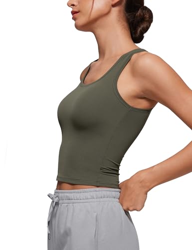Image of CRZ YOGA Softembrace Scoop Neck Tank Top | Workout, Ultra Soft, Tight Fit, Waist Length, Double Lined, Sleeveless Shirts for Women