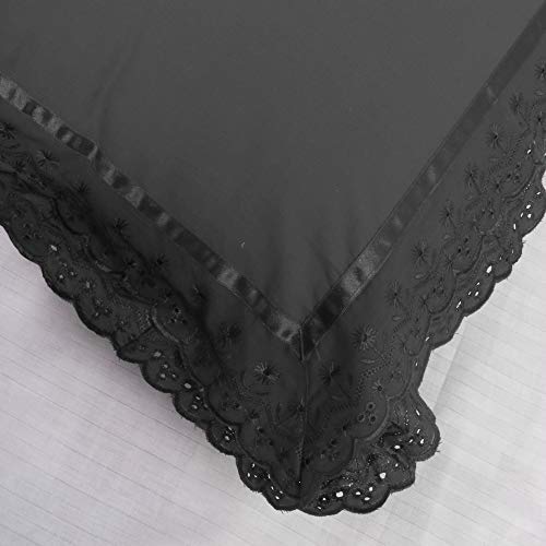 Image of VHC 100% Cotton Lace Pillow Cover /Case Set (Pack of 2)-Black