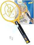ZAP IT Bug Zapper Electric Fly Swatter Racket - High Power 4,000 Volt Indoor Mosquito Zapper - USB Rechargeable Bat for Indoor and Outdoor Use - Portable Mini Electric Bat for Flies - Medium, Yellow