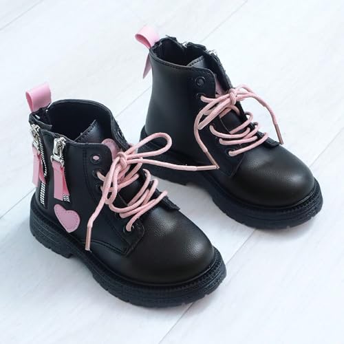IWIHMIV Toddler Girl Ankle Boots Girls Outdoor Side Zipper Ankle Boots Non Slip Comfortable Leather Short Booties4