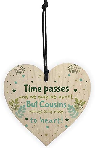 RED OCEAN Cousin Birthday Xmas Gift Wooden Heart Plaque Cousin Gifts For Girls For Boys Family