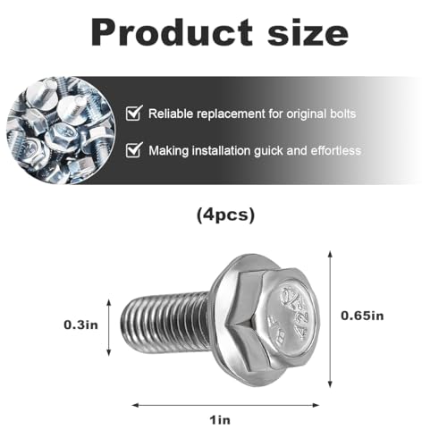 Image of Wevdn 4PCS Car Top Front Skid Plate Bolts, M8x20mm Stainless Metric Hex Flange Bolts, Universal Hex Head Skid Plate Bolts for 4Runner FJ Cruiser Sequoia Tacoma, Car Accessories
