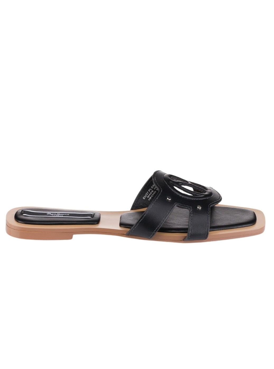 Pepe Jeans Women's Frida Signature Sandal, Black (Black), 5