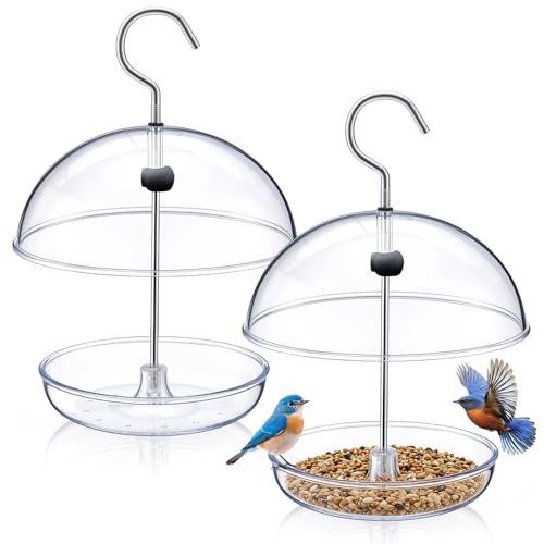 Teecyhooo 2 Pcs Dome Platform Bird Feeder Adjustable Small Bird