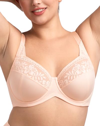 Image of HSIA Minimizer Bras for Women Large Bust Full Coverage Lace Plus Size Bra - Mermaid Scales