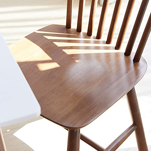 Livinia Toto Malaysian Oak Dining Chair Set Of Two, Country Farmhouse High Spindle Back Wooden Side Chairs (Walnut) #TOP2