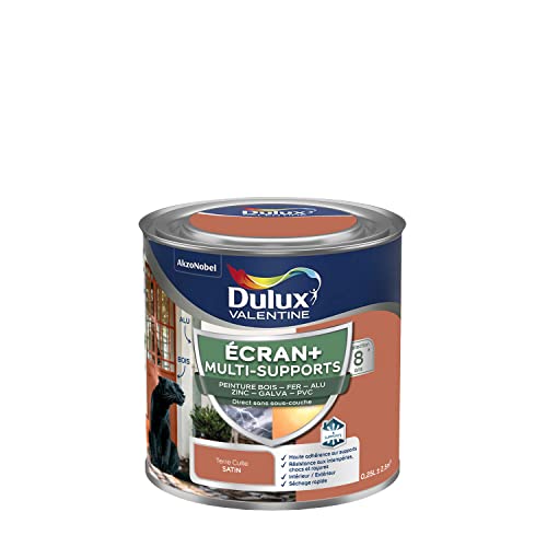 Dulux Valentine ECRAN+ MULTI-SUPPORTS EXTERIEURE - Peinture en Phase Aqueuse pour l'Éxtérieur et l 'Intérieur - Satin Terre Cuite 0,25 L