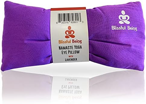 Blissful Being Lavender Eye Pillow - Weighted Eye Mask perfect for Savasana, Meditation, and Yoga - Weighted Sleep Mask - Soft, Organic Cotton (Purple)