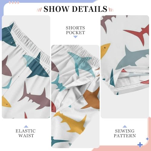 Pajama Bottoms, Pajamas Long Pant Colorful Sharks Silhouette Lounge Wear Casual Sleep Pants Soft Pjs Sleepwear4