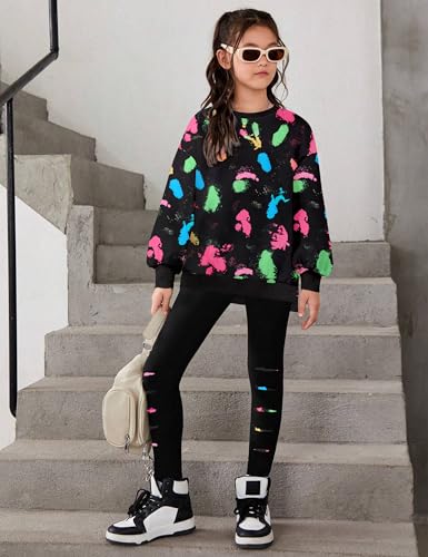 Image of Girls Clothes, Girls Outfits Tie Dye Sweatshirt Tops and Leggings Sweatpants 2 Piece Fall Winter Clothes Set 6-16T