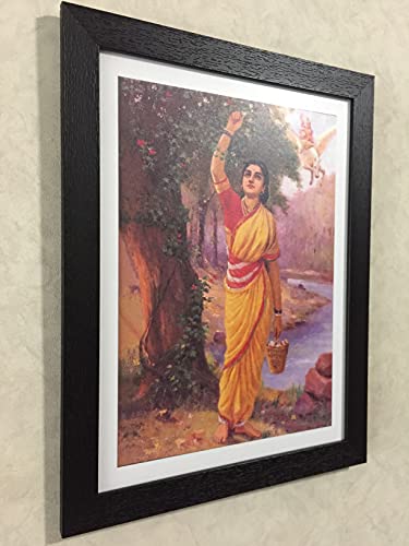 Image of Adventures� *Ahilya in Upwan*- Two Paintings by Raja Ravi Varma, Set of 2 Wall D�cor Frames. Matt Satin Print with MDF & 1 inchPS Black Frame. Size 14 inchx18 inch each.