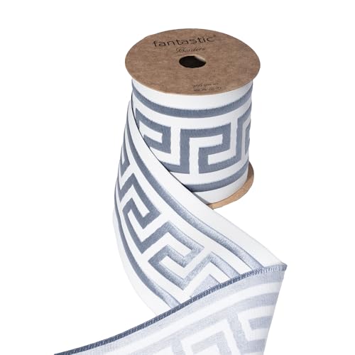 Jacquard Embroidered Trim Tape Decorative Woven Border for Drapery Upholstery Cushions & Home Decor | Ideal for Interior Design Sewing & Wholesale Projects (V3 2.7 3.8 Yards)