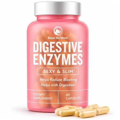 Bloat No More Digestive Enzymes - Sexy and Slim Bloating Relief for Women Helps Debloating and Gas Relief & Promotes Digestion with Fenugreek & Dandelion - 60 Count