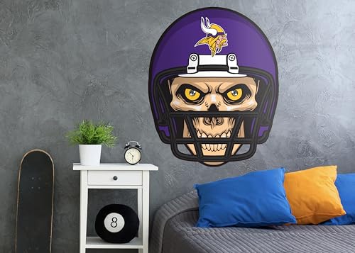 Fan Creations Minnnesota Vikings NFL Skull Helmet Officially Licensed Wall Decals- 27in x 34in