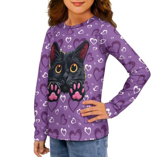 Image of Girls Long Sleeve Shirts Casual Crewneck Soft T-shirts for Girls 3-16 Years Old