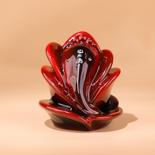 Image of Artarium 3 Inch Rose Shape Ganesh Idol for Car Dashboard | Red Shri Ganesh Ji Murti for Puja and Home Decor | Ganesh Ji Statue for Office Desk, Housewarming & Gift Items, Spiritual Sculpture