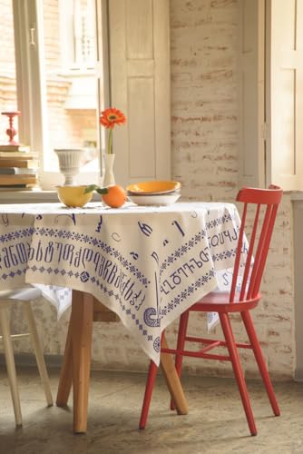 Nappe alphabet géorgien coton bleu fini les tables ternes