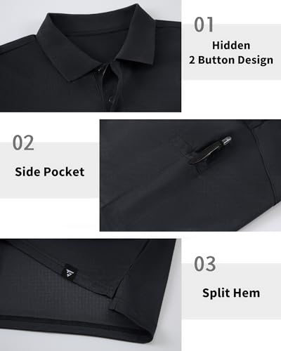 Men's Long Sleeve Polo Shirt Athletic Golf Polo Shirts for Men Quick-Dry Performance Casual Collared Shirts4