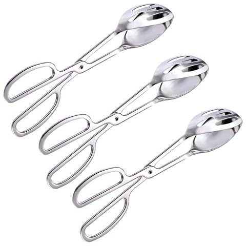 AUHOTA 3 Pack Buffet Tongs, Stainless Steel Salad Tongs (Strong Gripping & Multifunctional), Cake Tongs Bread Tongs Thickening Food Tongs for Kitchen Buffet Party Catering Serving Cover
