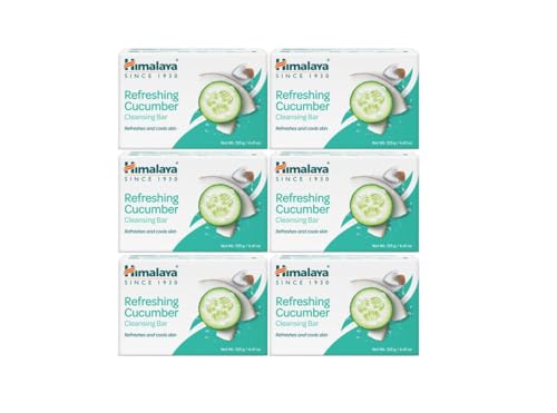 Image of Himalaya Refreshing Cucumber Cleansing Bar Soap, Cucumber Soap Bars for Face and Body, Face Soap Bar, Face Wash Bar, Bath Soaps, Soft Skin, Refreshes and Cools Skin, 4.41 oz, 6 Pack