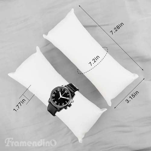 Framendino, 2 Pack White Long Watch Display Pillow PU Leather Bracelet Bangle Cushions Pillows for Jewelry Shows by Framendino - Image 2