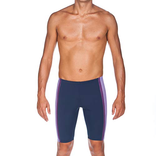Arena Blended Stripe MaxLife Jammer Swimsuit, Navy - Purple, 26