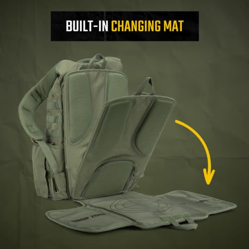 Image of Tactical Baby Gear Daypack Tactical Diaper Bag Backpack for Dads - MOLLE compatible, Built-in Changing Mat, Stroller Straps (Ranger Green 4th Gen)