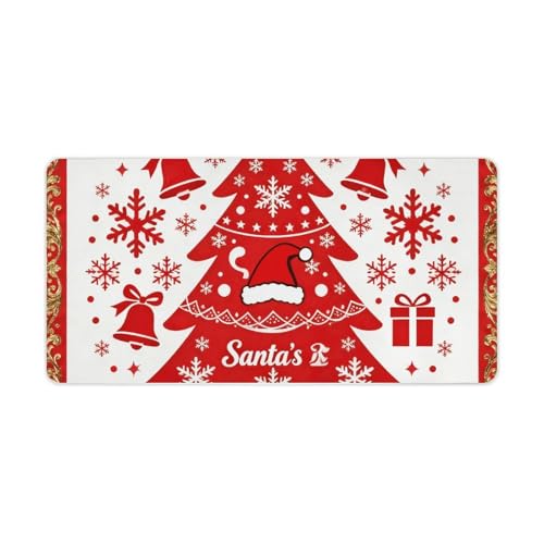 Sous-main de bureau sapin de Noël rouge doré personnalisé pour poste de travail à la maison