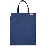 [エコライフ] A4 縦型(L) エコバッグ マチ0cm 日本製 想定重量2kg 弱撥水 帆布 8号 (37cm 20mm巾, 2 ネイビーブルー)