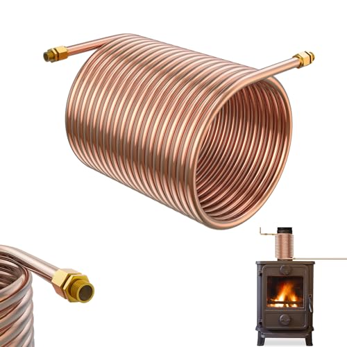 ACXIN Espiral de tubo de cobre de 12 x 1 mm, 10 m de longitud, 18 vueltas, diámetro exterior aprox. 18 cm, diámetro interior de 15,5 cm, conexión de 1/2 pulgadas, ideal para estufas y calefacción de