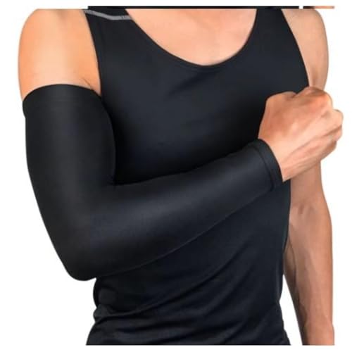 Manguito de Compressão UV, Proteção Solar e Resfriamento para Esportes, Branco (Preto)