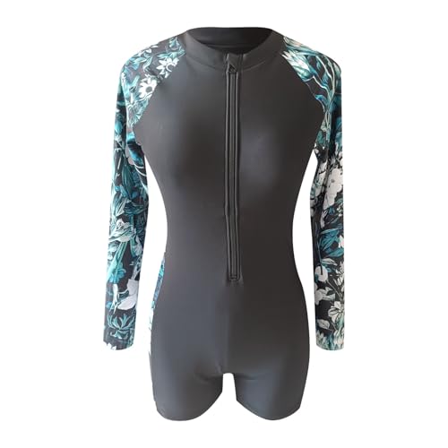 Generisch Bañador de mujer de manga larga surf natación playa cubierta completa cremallera protección solar deportes acuáticos, Negro , S - imagen 4