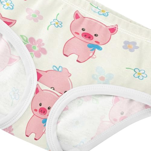 Cute Pink Piglets Floral Beige Cute Panties Girl Toddler Girls Underwear Cotton Personalized Briefs Kids Undies 2t4