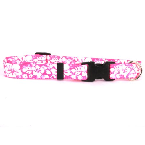 Image of Yellow Dog Design Island Floral Pink Dog Collar 1 inch Wide and Fits Neck 18 to 28 inch, Large