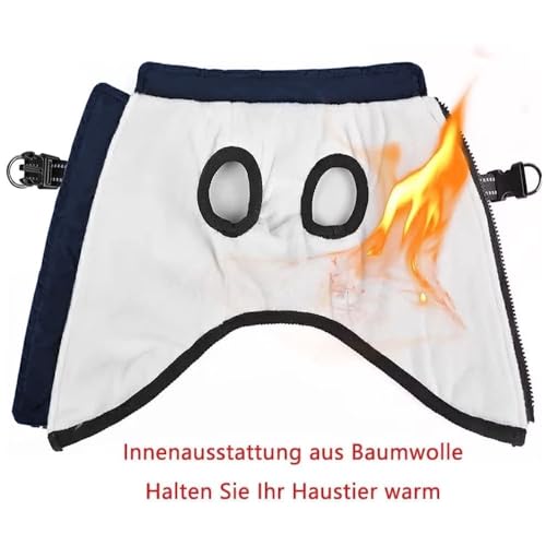 Voarge Hundejacke Winterweste Jacken, Hundemantel mit Geschirr für Kleine Hunde Hundemantel Wasserdicht Maschinen Waschbarer Reflektierender Streifen Design Haltbarer D-Ring (Blau, L)