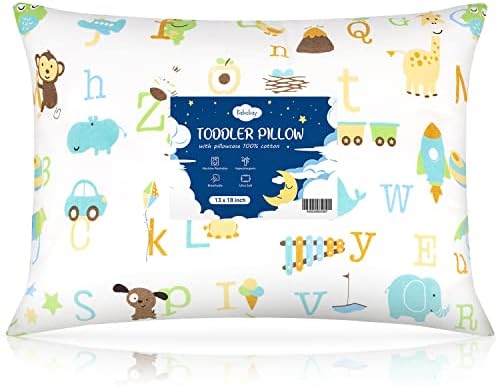 Babebay Toddler Pillow,13x18 Toddler Pillows for Sleeping, Machine Washable Kids Pillow with Soft Cotton Pillowcase, 1 Pack