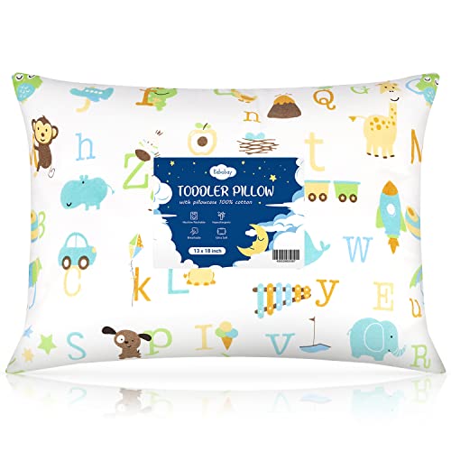 Babebay Toddler Pillow,13×18 Toddler Pillows for Sleeping, Machine Washable Kids Pillow with Soft Cotton Pillowcase, 1 Pack
