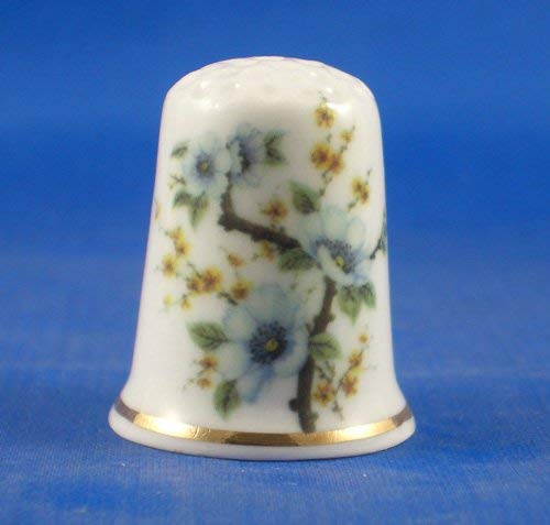 Porcelain China Collectable Thimble Japanese Hibiscus Blossom