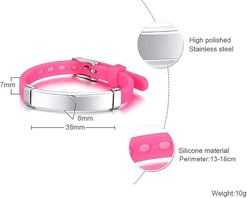 Generic Engraving Personalized Stainless Steel Soft Silicone Child Safety Id Bracelets Adjustable Anti-Lost Name Wristbands For Kid Girls Boys Toddler thumb #5