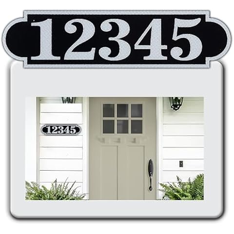 Curb-N-Sign Customized Horizontal Fancy Address Plaques for Outside, made in USA with Aluminum Composite Material, UV reflected Address Plaque, Rust Free, Pre-Drilled Mailbox Numbers Plaques (Black) Cover
