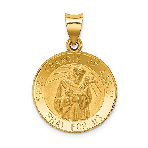 14k Yellow Gold St Francis Of Assisi Medal Pendant Charm Necklace Religious Patron Saint Franci Fine Jewelry For Women Gifts For Her