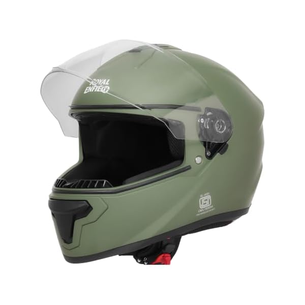 Royal Enfield FF Quest ISI Certified | Thermoplastic Shell | High-Density EPS Liner | 3 Intake Ports; 1 Exhaust Vent | Micrometric Lock | UV Treated Visor | Battle Green (M) 57 CM