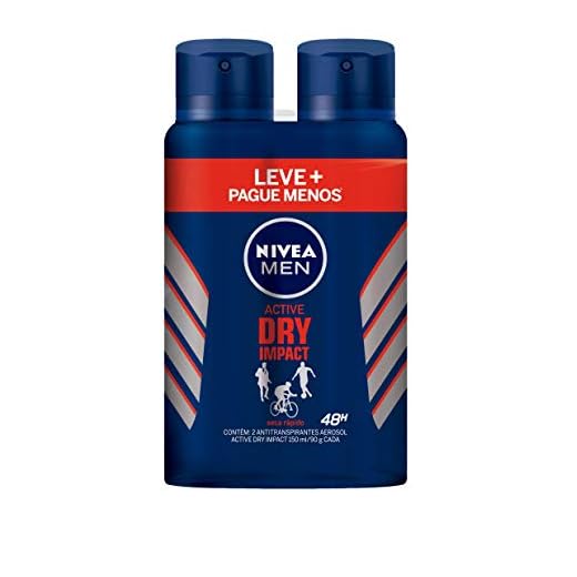 Kit Desodorante Aerossol NIVEA MEN Dry Impact 150ML - 2 Unidades, Nivea, pacote de 2