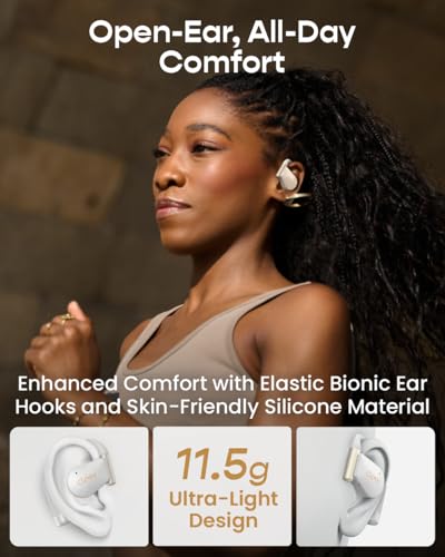 Image of Cleer ARC 5 Open Ear Earbuds with Hooks, Dolby & THX Spatial Audio, 60H Playtime, Fast Charging, Waterproof, Earbuds Wireless Bluetooth, Running Headphones, Water-resistant Open Ear Headphones - White